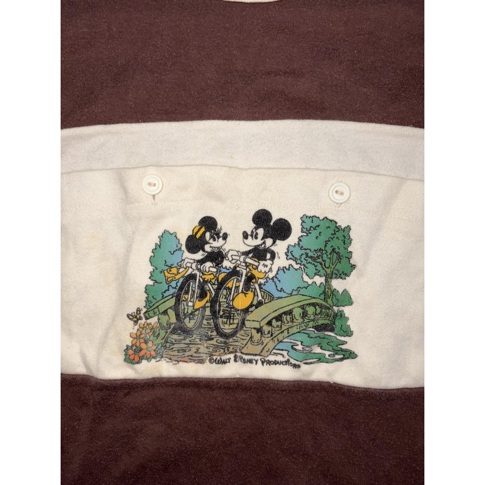 Vintage Alfie Cali Youth Medium 12-14 Brown Mickey Minnie Disney Ringer 70s 80s